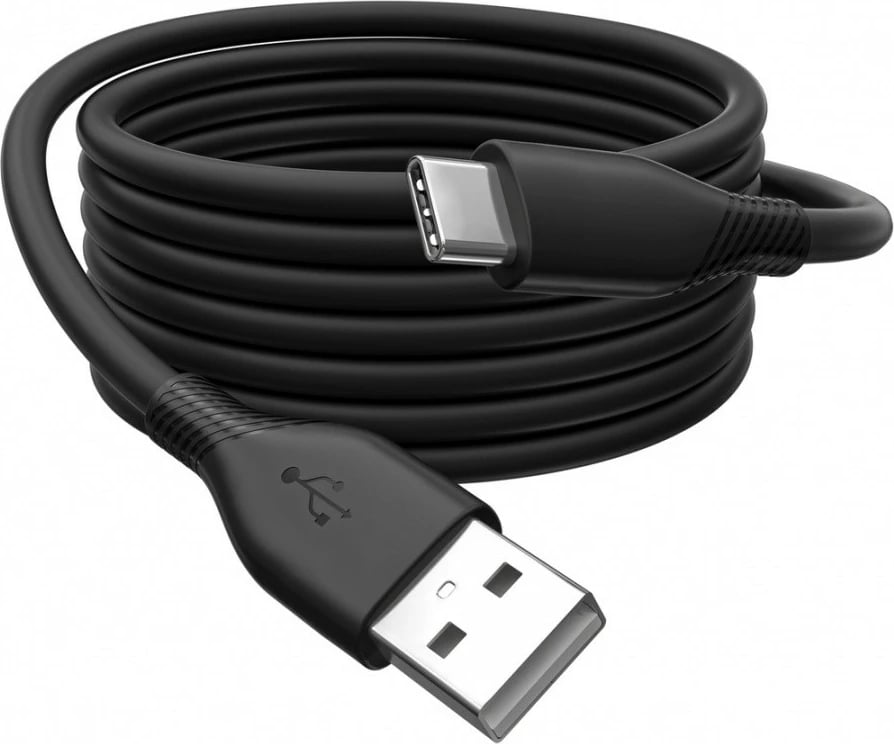 Kabllo silikoni Digitus AK-300340-005-S, USB-A në USB-C, 0.5m, 60W, E zezë