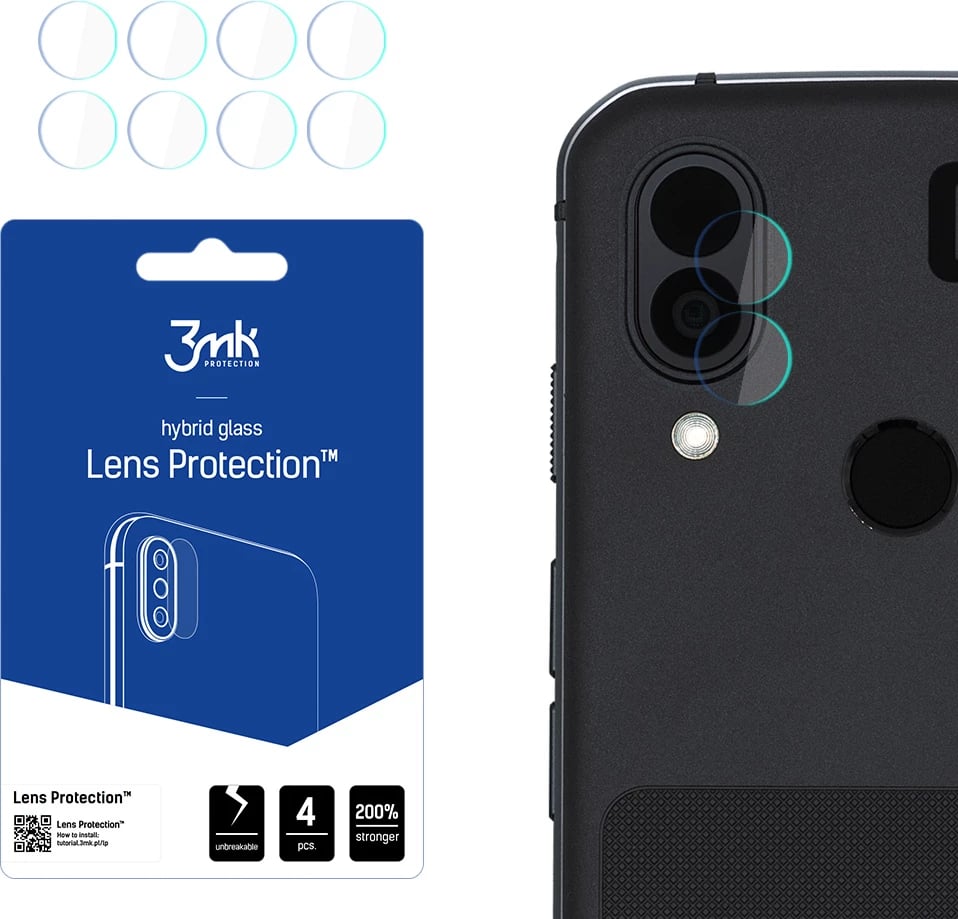 Mbrojtës xhami hibrid për kamerë, 3mk Protection, Lens Protection, për CAT S62 Pro, 4 copë