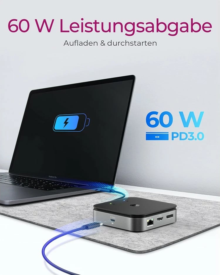 Docking station ICY BOX IB-DK8801-TB, USB4, 7 porte, 60W, anthracite