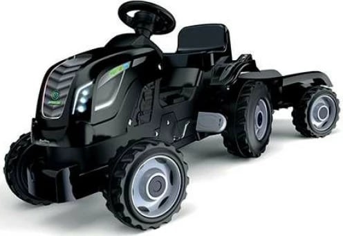 Traktor lodër Smoby Traktor XL me rimorkio, plastikë, i zi