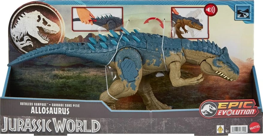 Figurë lodër MATTEL Jurassic World Allosaurus, Gri