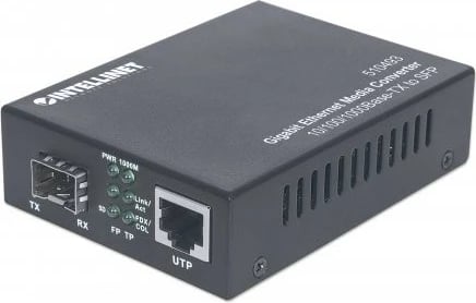Media konvertues Intellinet 510493, 10/100/1000BASE-TX në SFP, i zi