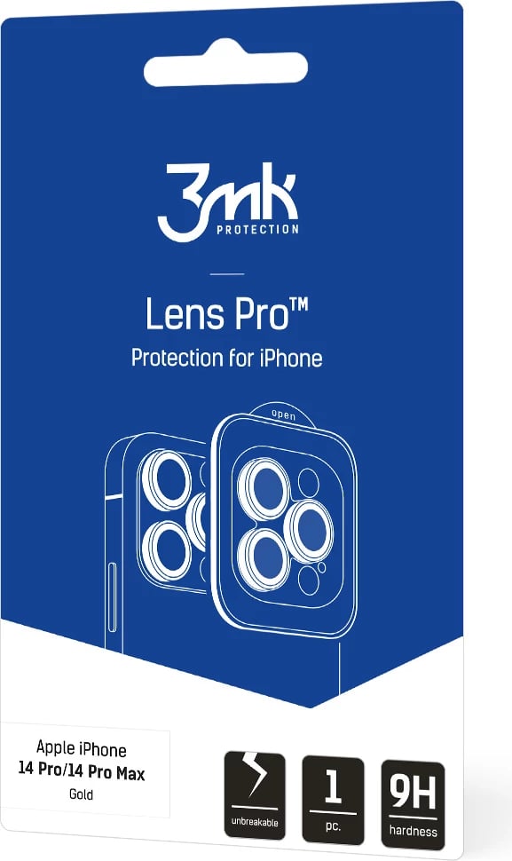 Xham mbrojtës për kamerë 3mk Lens Protection Pro për iPhone 14 Pro Max / 14 Pro, Gold