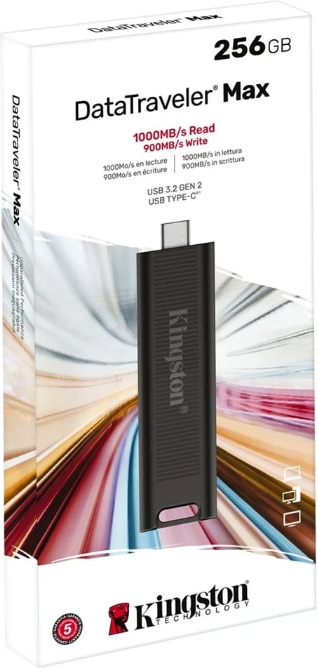 USB Kingston DataTraveler 256GB Max 1000R/900W, USB 3.2 Gen 2, e zezë