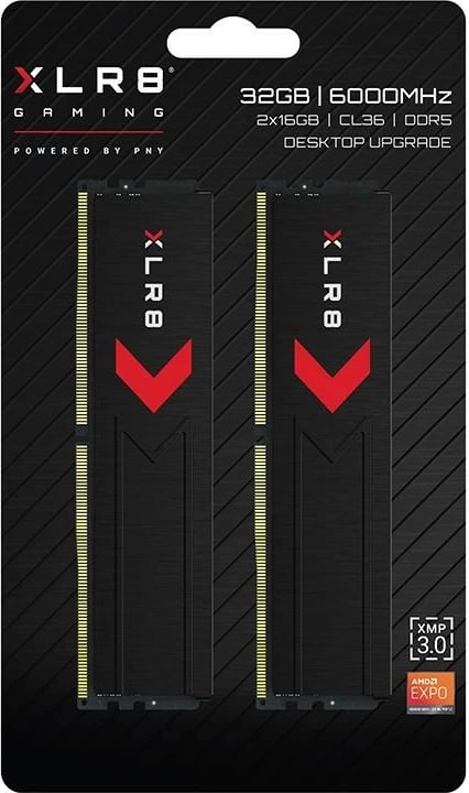 RAM Memorje PNY XLR8 DDR5, 32GB (2x16GB), 6000MHz, CL36, e zezë