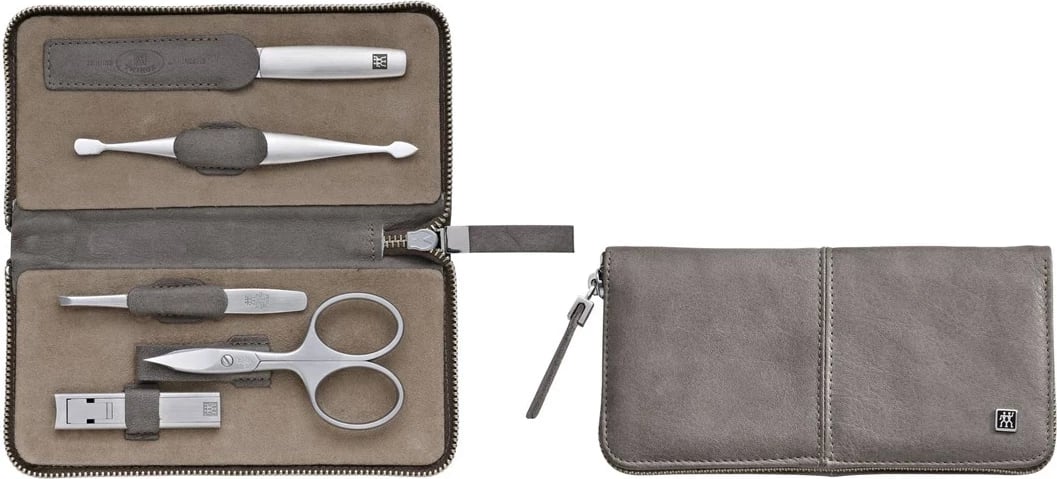Set manikyr/pedikyr ZWILLING 97445-005-0, 5 pjesë, Çelik inox, Lëkurë