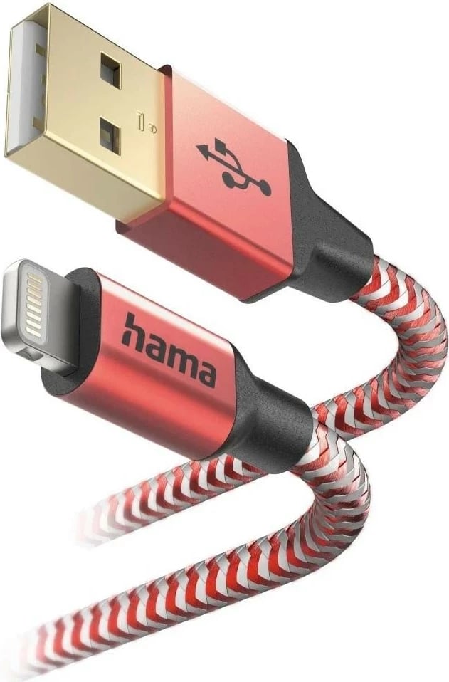 Kabëll Hama Reflected USB-A/Lightning 1.5m kuq