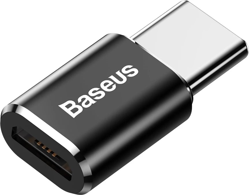 Adapter Baseus Mini CAMOTG-01, micro USB në USB-C, i zi