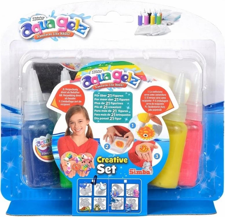Set kreativ Aqua Gelz Simba, 7 ngjyra, 4 forma, multicolor