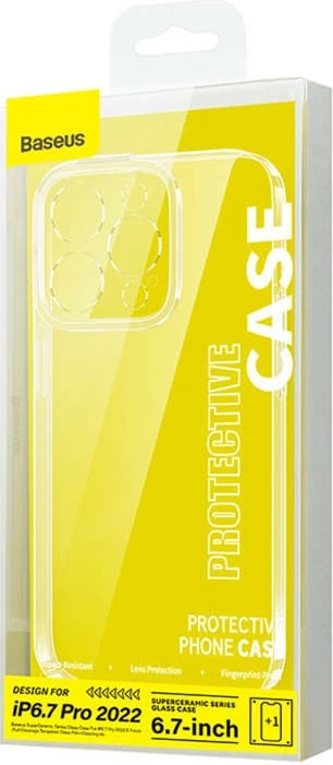 Mbështjellës Baseus SuperCeramic me xham të temperuar për iPhone 14 Plus, transparent, set