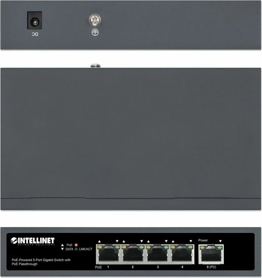 Switch Gigabit Intellinet me 5 Porta dhe PoE Passthrough, PoE++ Switch Gigabit Intellinet me 5 Porta dhe PoE Passthrough, PoE++