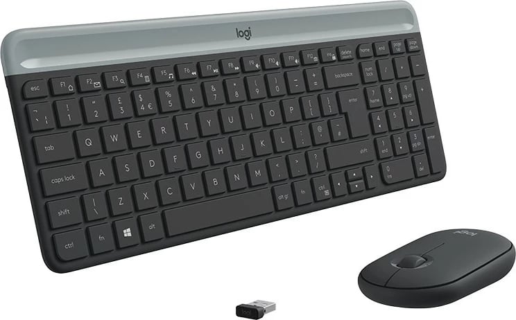 Kasë tastierë me maus Logitech Slim Wireless Combo MK470, full-size, wireless, QWERTZ, graphite
