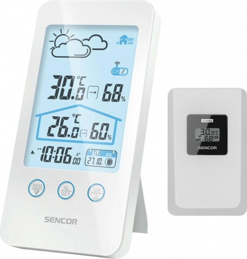 Stacion moti Sencor SWS 3000W, me sensor pa tela, Bardhë/Azur