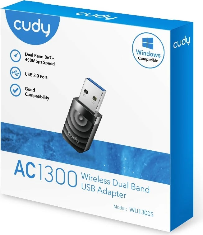 Adapter USB Cudy WU1300S, Wi-Fi 5, 867 Mbit/s, Ngjyrë e zezë