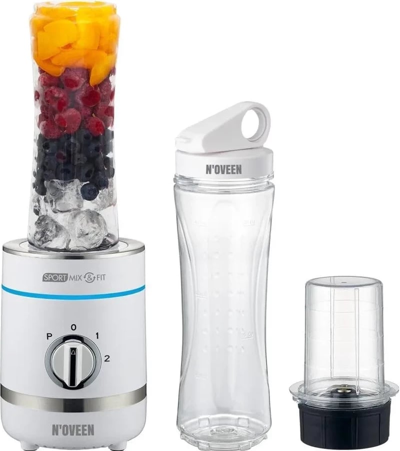 Blender N'OVEEN X-Line Sport Mix & Fit SB1100, 300W, 2 shishe 600ml, bardhë