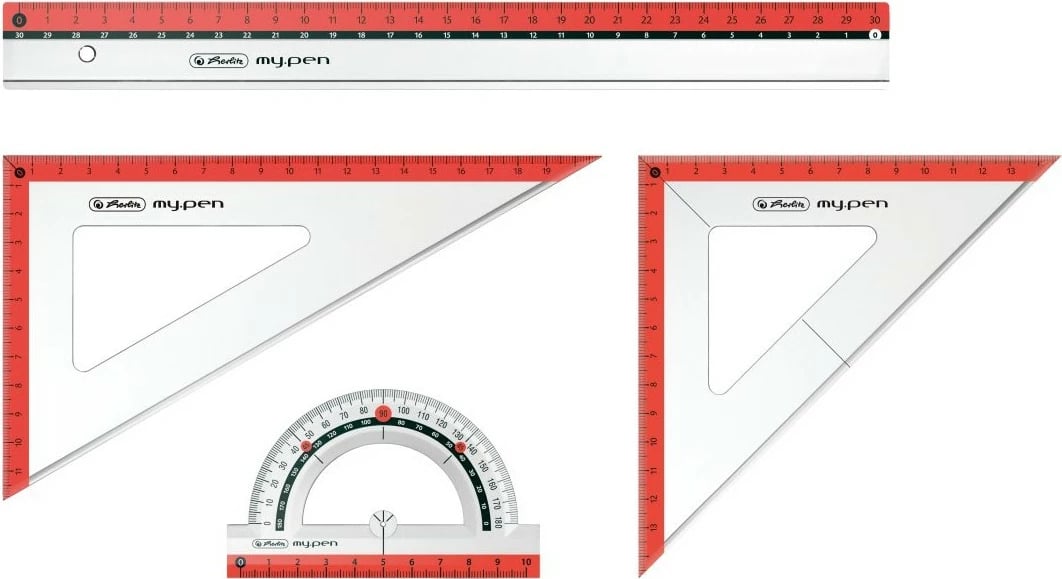 Set gjeometrik Herlitz 10843266, vizore, trekëndësh, transportuer, shumëngjyrësh
