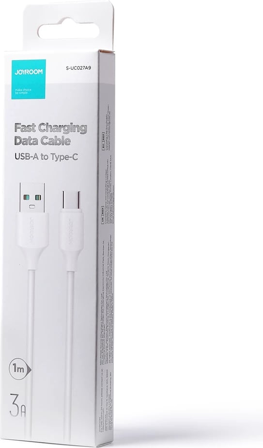 Kabllo Joyroom Long-Lasting Series A9 USB-A / USB-C, 1m, 3A, Bardhë
