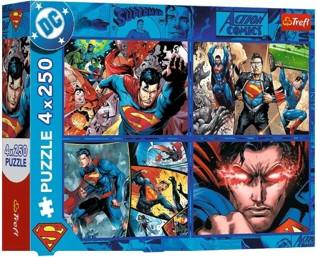 Puzzle Trefl DC Superman Courage 4x250 pjesë, shumëngjyrëshe, set