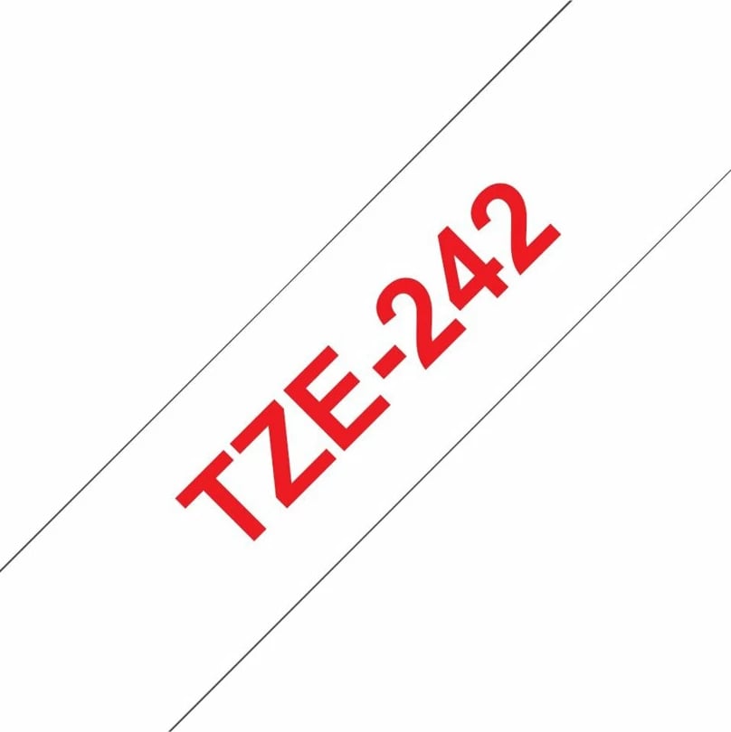 Kasetë etiketuese Brother TZe-242, 18mm, tekst i kuq në të bardhë, 8m