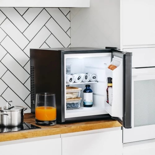 Mini frigorifer termoelektrik, Adler, AD 8089, 28 L, raft xhami, dritë LED, 100-240V, i zi