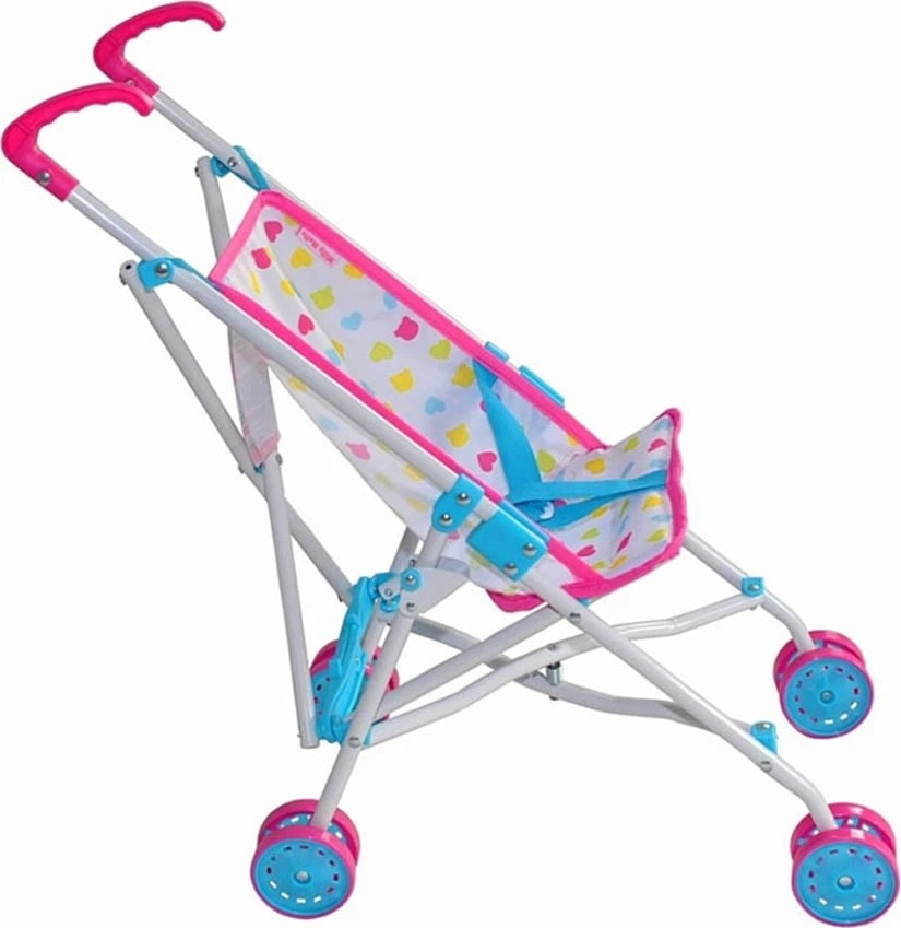 Karrocë kukulle, Milly Mally, Julia Candy, për kukulla deri 50 cm, palosje tip ombrellë, rozë