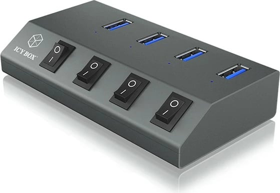 USB hub ICY BOX IB-HUB1405, 4 porta, USB 3.2 Gen 1, alumini, anthracite