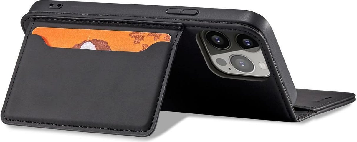Mbështjellës magnetik për Samsung Galaxy S23 Ultra Hurtel, me kapak, portofol dhe mbajtëse, i zi