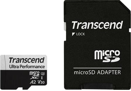 Kartelë memorie Transcend microSDXC 340S 128GB, Class 10, UHS-I, A2, e zezë/gri