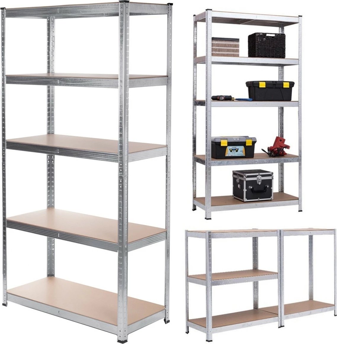 Raft metalik magazinimi GreenBlue GB378, 5 rafte, 180x90x40cm, kafe/argjendtë