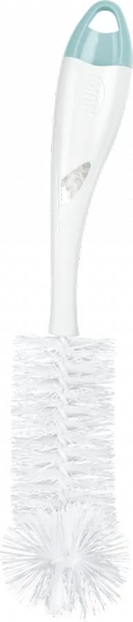 Furçë shishe 2‑në‑1, NUK, Bottle Brush, me furçë të vogël për biberon në dorezë, qime të forta dhe të lakueshme, me varëse, blu, 1 copë/pako