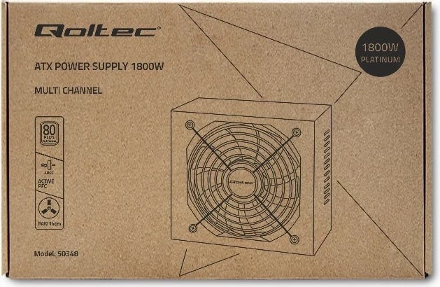 Furnizues i Energjisë Qoltec 50348 ATX 1800W, 80 Plus Platinum për Gaming Miner