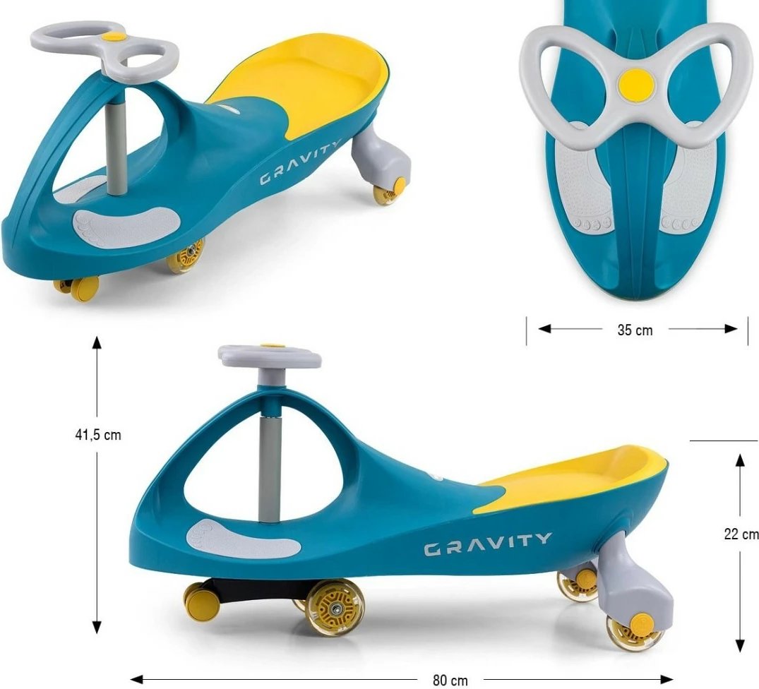 Lodër ride-on Milly Mally Gravity Gaiter, 4 rrota, Gjelbër/Verdhë