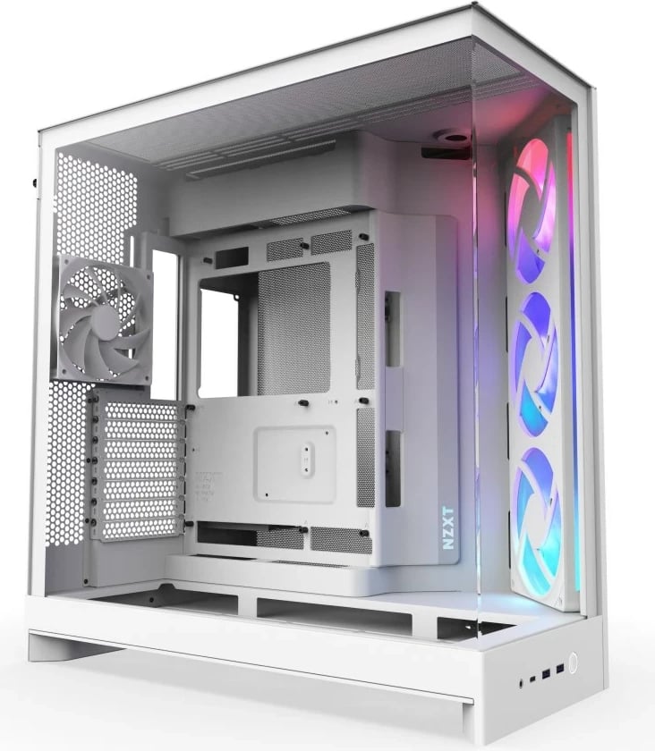 Kasë NZXT H9 Flow RGB, midi tower, xham i temperuar, e bardhë