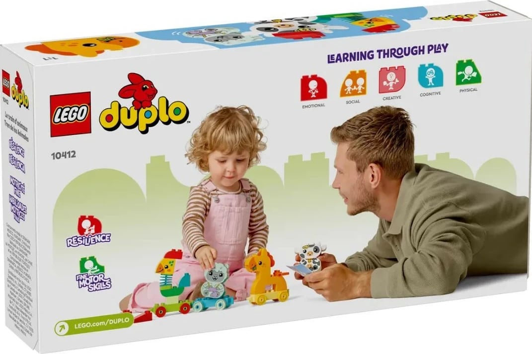 Set lodrash LEGO DUPLO 10412 My First Animal Train, 19 pjesë, shumëngjyrëshe