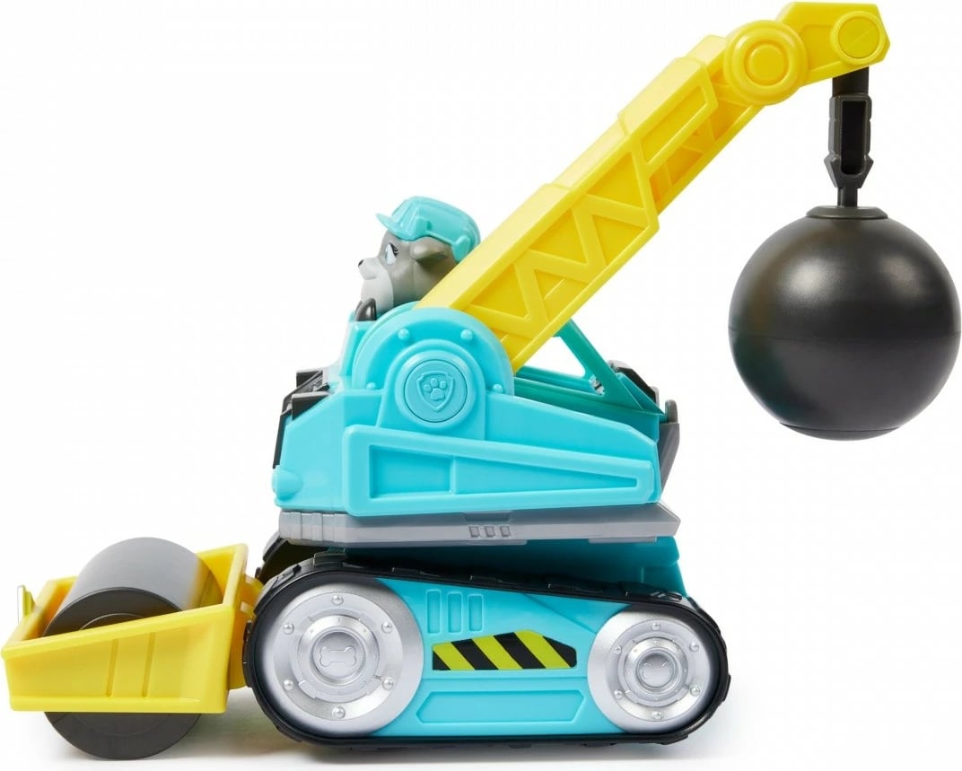 automjet lodër, Rubble & Crew Spin Master, 6069659, kamion me sferë shkatërrimi dhe rul rruge, blu e verdhë