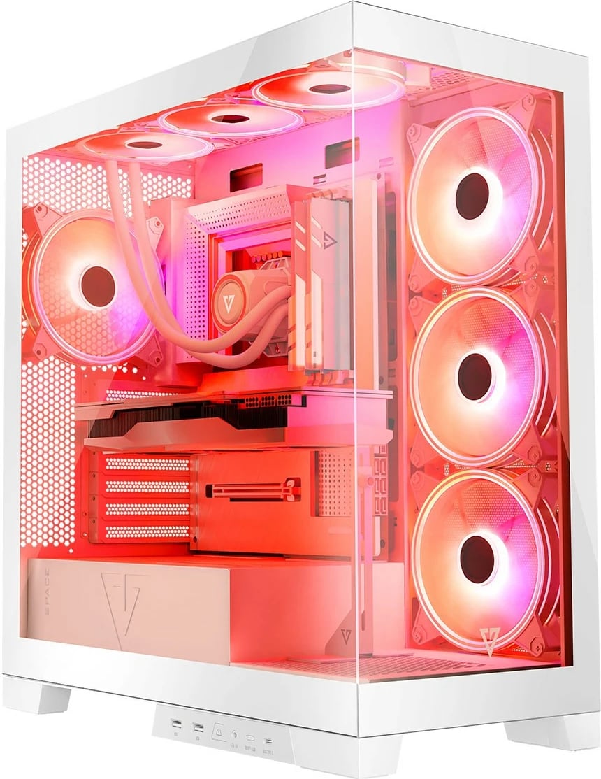 Kasë MODECOM Volcano Space ARGB, Midi Tower, xham i temperuar, e bardhë