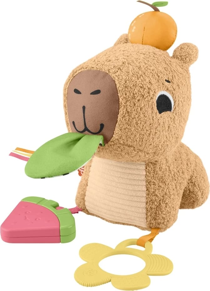 Lodër pellushi Fisher-Price Snuggly Snacky Capy, MATTEL, Bronztë