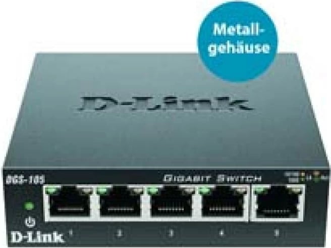 Switch D-Link DGS-105/E, 5 porta Gigabit, metal, pa ventilator