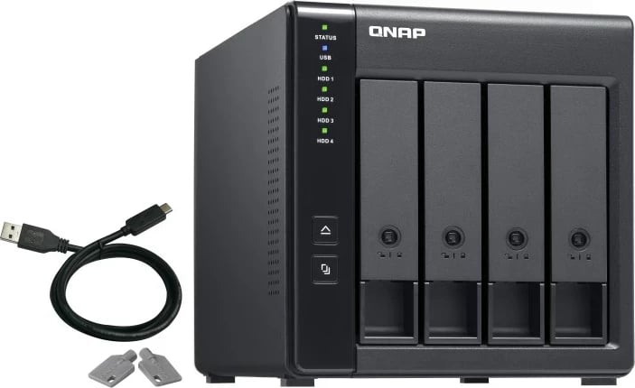 Kasë QNAP TR-004 për HDD/SSD, USB Type-C, 2.5/3.5", E zezë