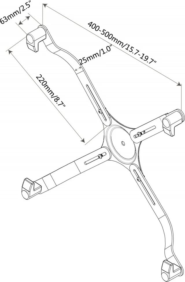 Adapter VESA për monitor pa vrima, Digitus DA-90347, 17-30 inç, 8 kg, i zi, set 4 copë