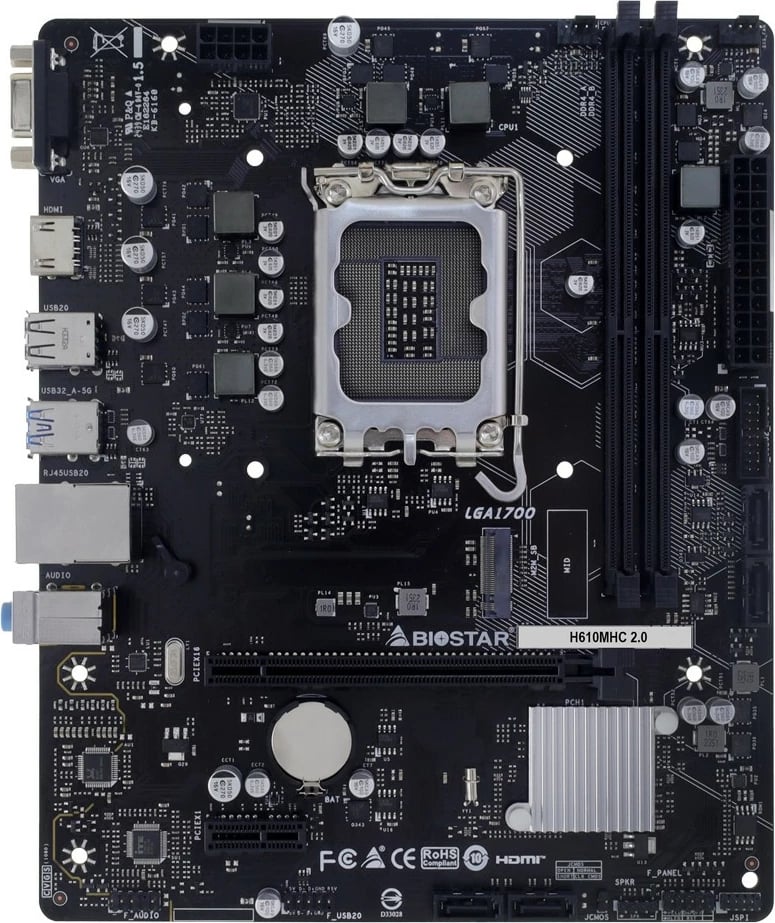 Pllakë amë Biostar H610MHC 2.0, Intel LGA 1700, DDR4, micro ATX