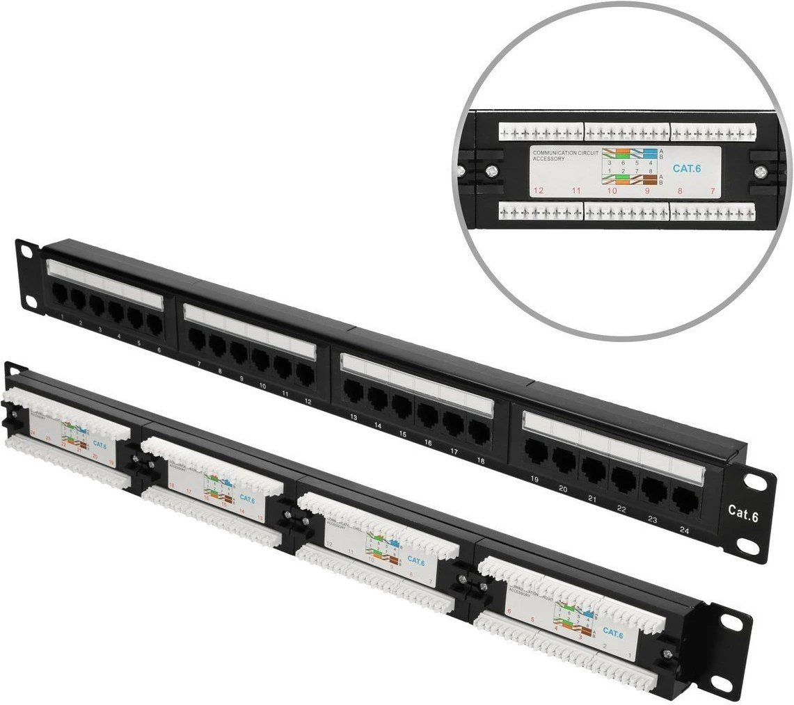 Patch panel Extralink EX.9816, 24 porta, CAT6 UTP, 1U, 19", zi