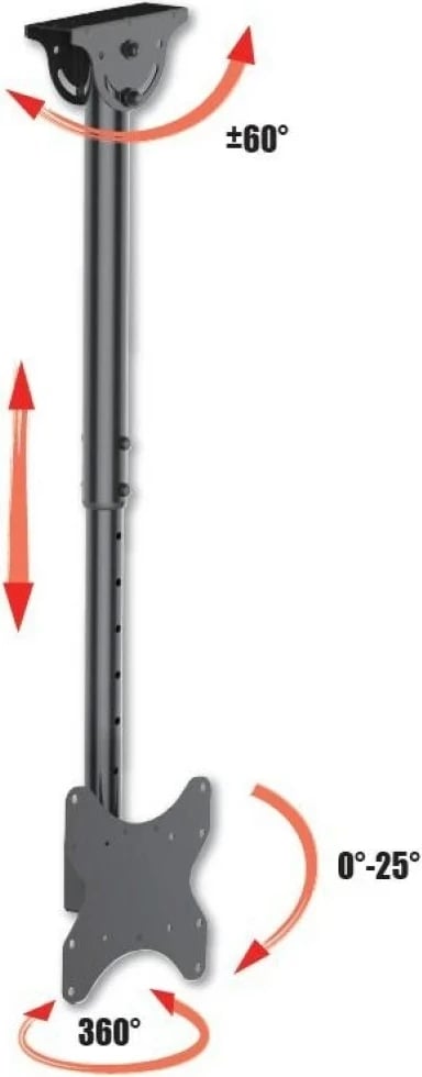 Mbajtëse tavani teleskopike për TV/monitor TECHly ICA-CPLB 922L, 23-42", e zezë