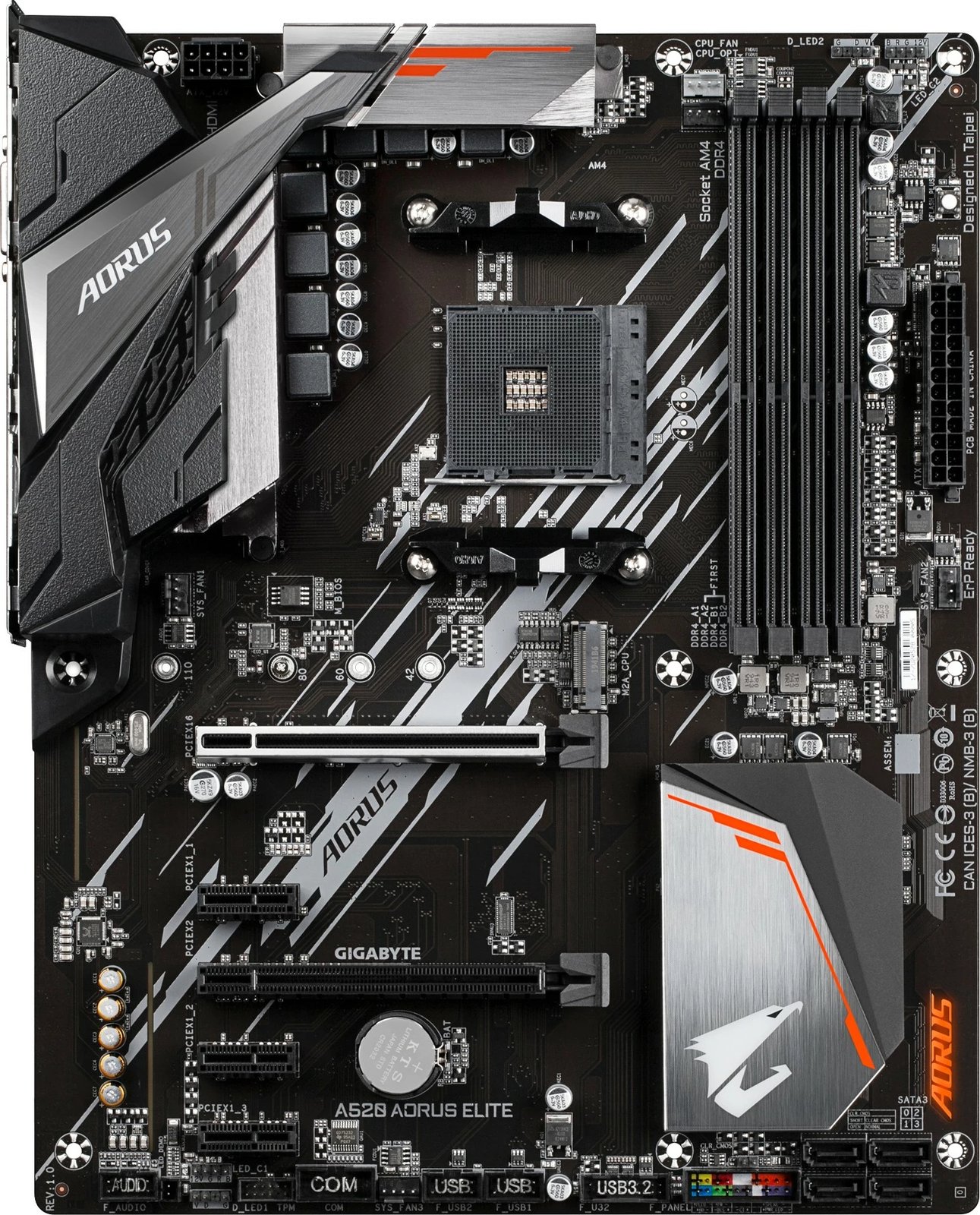 Pllakë amë Gigabyte A520 AORUS ELITE, Socket AM4, DDR4-SDRAM, 128 GB