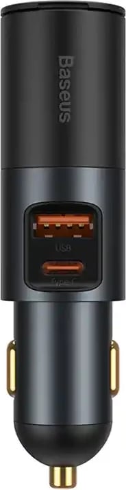 Karikues veture Baseus CCBT-D0G me 2x USB, port zgjerimi çakmaku, 120W, Gri