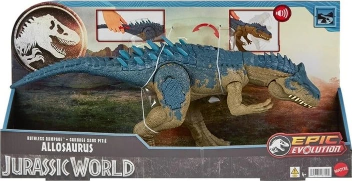 Figurë lodër MATTEL Jurassic World Allosaurus, Gri