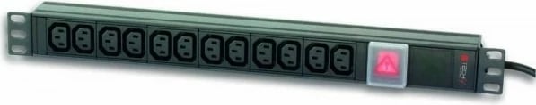 Prizë rack Techly 19-inch, 12 dalje C13, 2m, 1U, e zezë