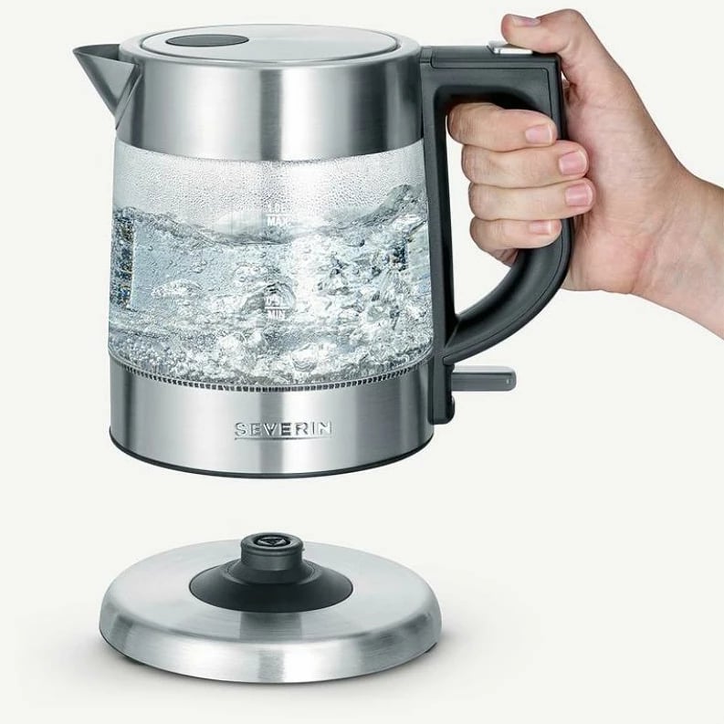 Çajnik elektrik, Severin, WK 3468, 1 L, xham & inoks, 360° pa kabllo, e zezë