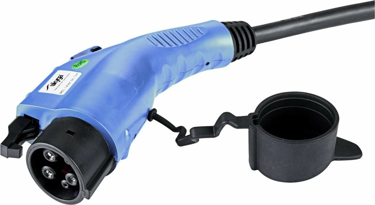 Kabëll karikimi veture elektrike Akyga AK-EC-08, Type 2/Type 1, 1-fazë, 32A, 7.2kW, 6m, zi-kaltër