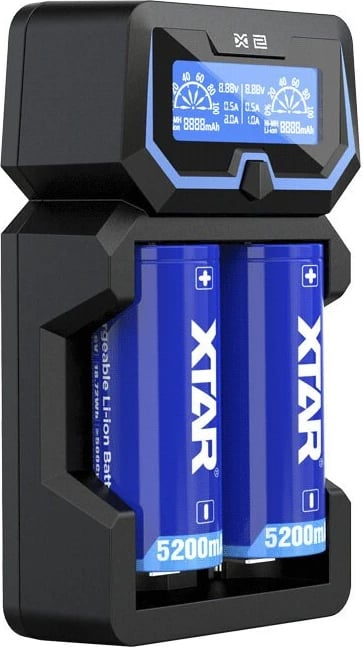 Karikues baterish XTAR X2, për Li-ion 18650, i zi